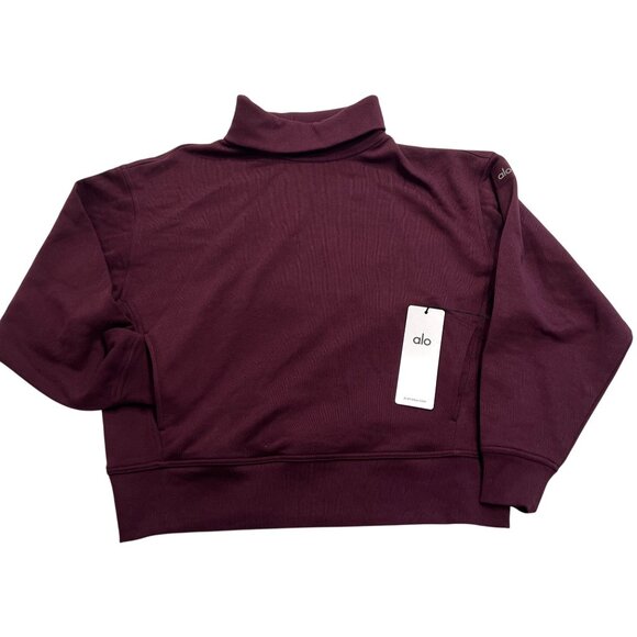 ALO Yoga Hazy Mock Neck Pullover in Burgundy - Picture 1 of 6